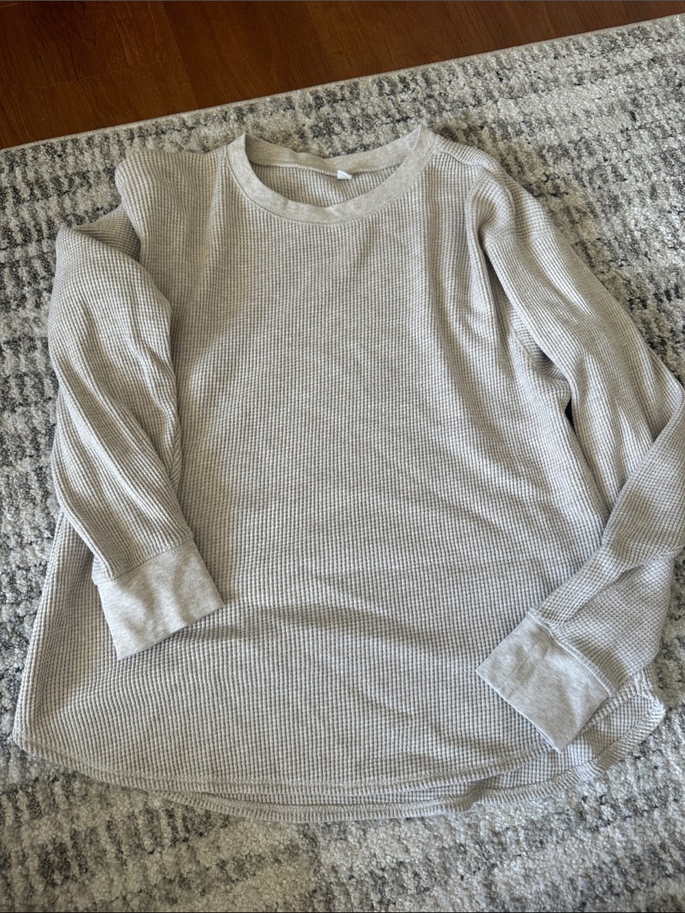 Light Beige Waffle-Knit Crewneck Sweater